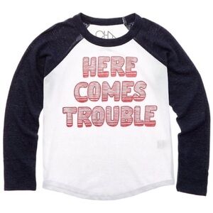 NWOT- CHASER Boys Here Comes Trouble Recycled Cotton LS Tee Shirt